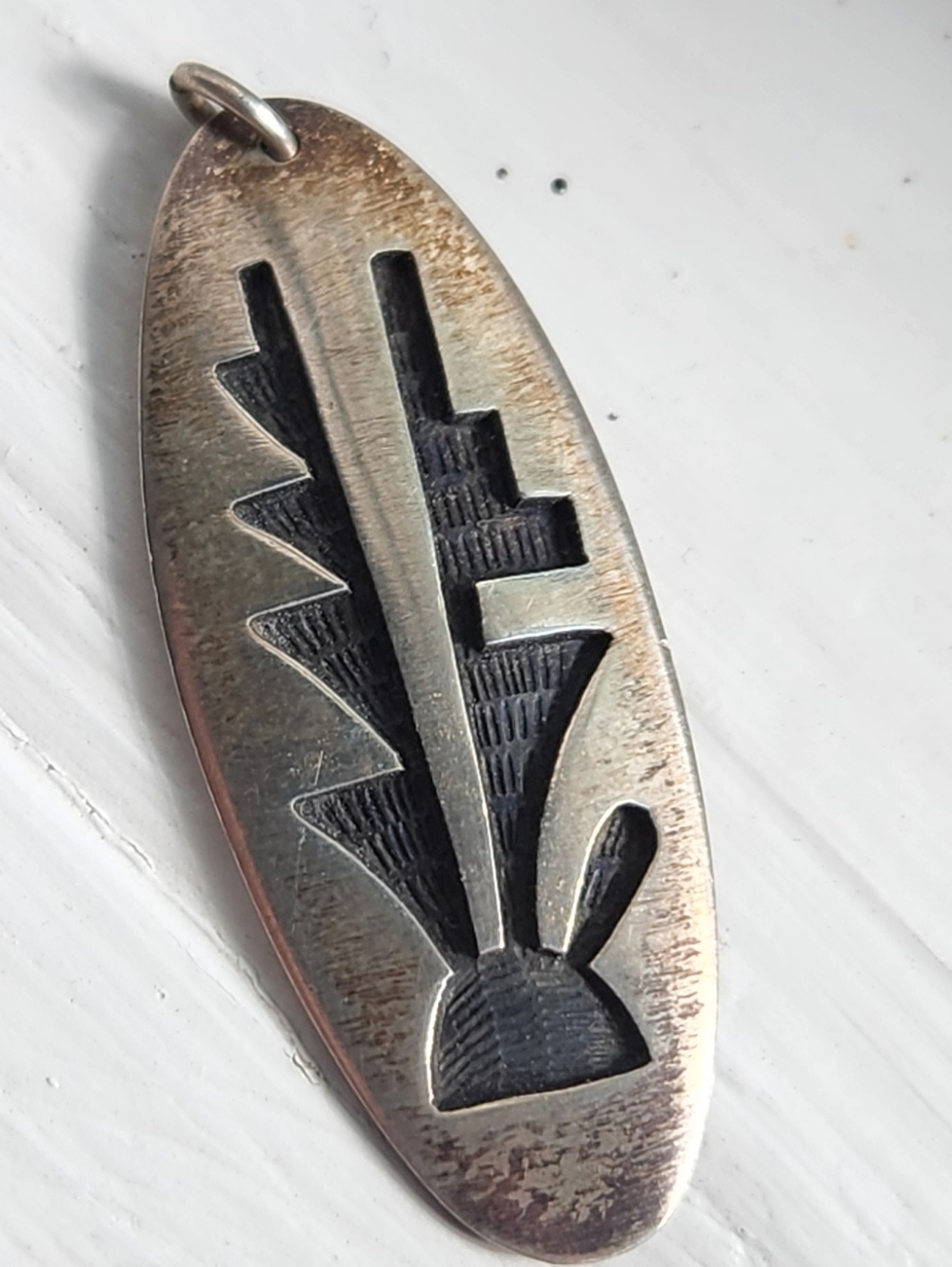 STAMPED HYSON NASEYOMA HOPI OVERLAY STERLING SILVER PENDANT - Picture 4 of 8